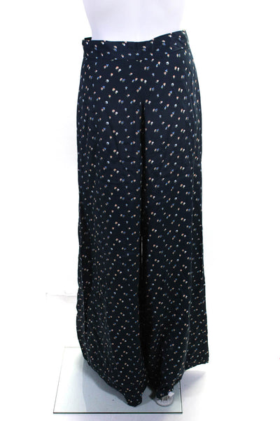 Jill Stuart Womens Dark Teal  Floral Print High Rise Wide Leg Pants Size 8
