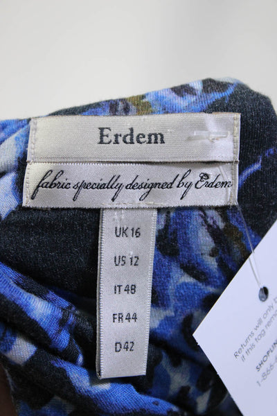 Erdem Womens Jersey Knit Floral Print Knee Length Tank Dress Blue Size 12