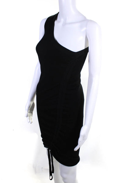 T Alexander Wang Womens Merino Wool One Shoulder Ruched Dress Black Size S