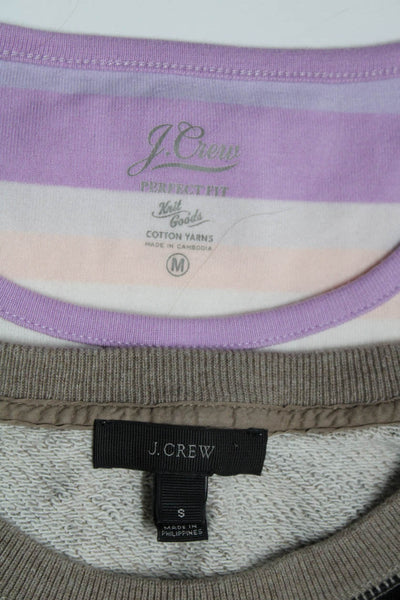 J Crew Womens Striped Tee Shirt Leopard Sweater Purple Brown Small Medium Lot 2