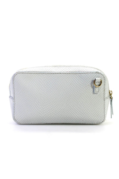 Frances Valentine Womens Striped Strap Snake Embossed Crossbody Handbag White