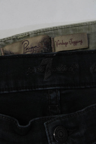 7 For All Mankind Paige Womens The Skinny Jeans Black Green Size 28 27 Lot 2