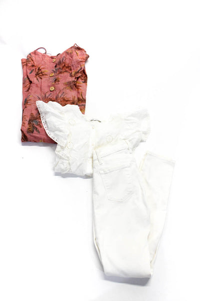 Trf Collection Zara J Brand Womens Top Dress Pants White Pink Size XS 25 Lot 3
