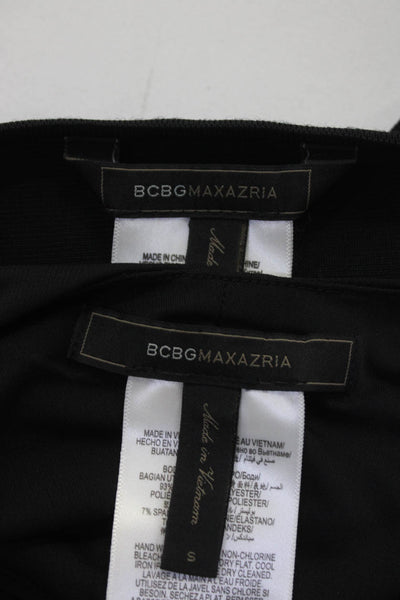 BCBGMAXAZRIA Womens Black Crew Neck Cut Out Sleeveless Crop Top Size L S lot 2