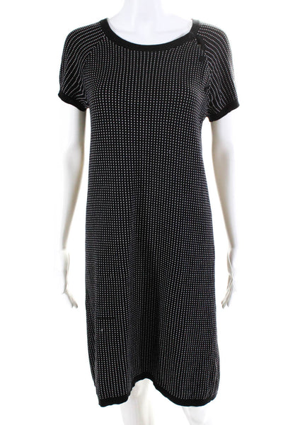 Agnes B. Women's Short Sleeve Spotted Print Shift Dress Black Size 1
