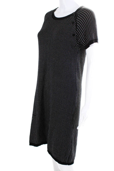 Agnes B. Women's Short Sleeve Spotted Print Shift Dress Black Size 1