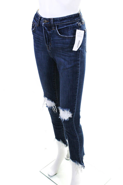 L'Agence Women's Maigre Distressed High Rise Skinny Jeans Blue Size 24