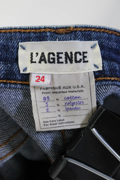 L'Agence Women's Maigre Distressed High Rise Skinny Jeans Blue Size 24