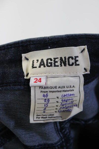 L'Agence Women's Marguerite High Rise Skinny Jeans Dark Blue Size 24