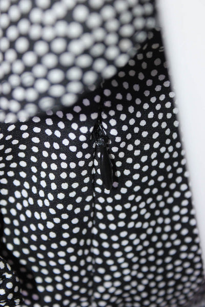 ALC Women's Spotted Print V Neck Ruffle Mini Dress Black White Size 0