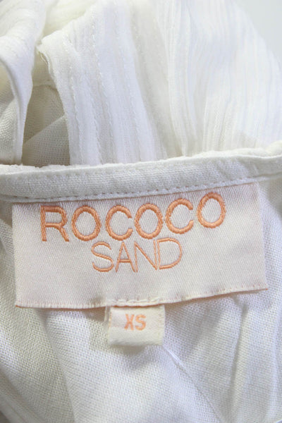 Rococo Sand Women's Embroidered Short Sleeve Crewneck Blouse White Size XS