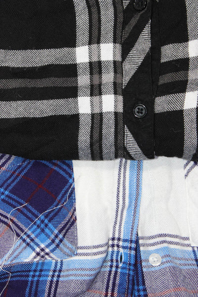 Rails Womens Button Front Collared Plaid Shirts Black Blue White Size XS Lot 2