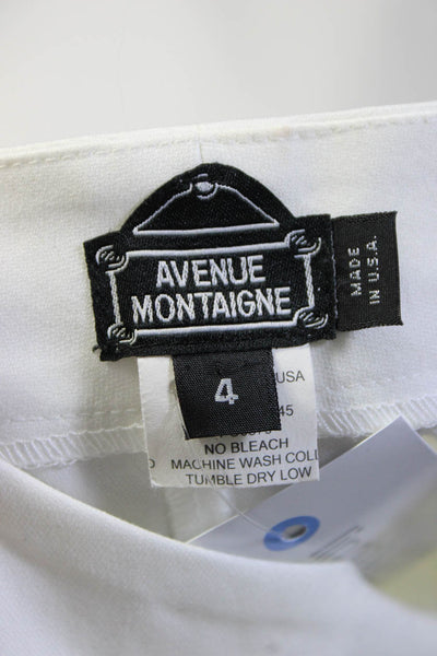 Avenue Montaigne Womens High Rise Straight Leg Trouser Pants White Cotton Size 4