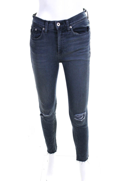 Rag & Bone Womens Nina High Rise Distressed Skinny Jeans Pants Blue Size 25