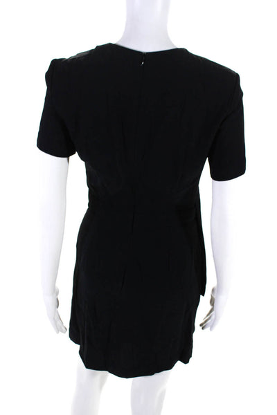 ALC Womens Back Zip Short Sleeve Cut Out Layered Dress Black Size 4