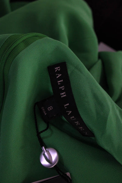 Ralph Lauren Black Label Womens Back Zip Flare Sleeve Silk Dress Green Size 8