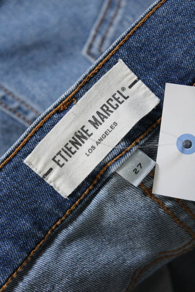 Etienne Marcel Womens High Waist Distressed Zip Ankle Skinny Jeans Blue Size 27