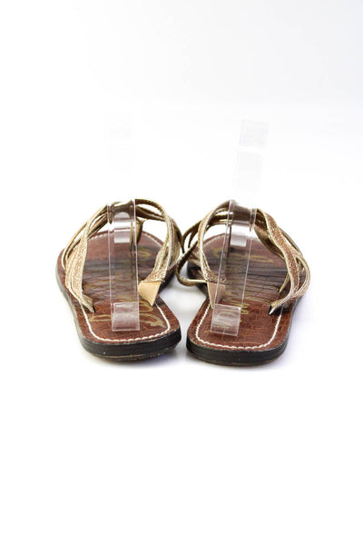 Sam Edelman Womens Criss Cross Strap Georgette Glitter Flat Sandals Beige Size 5