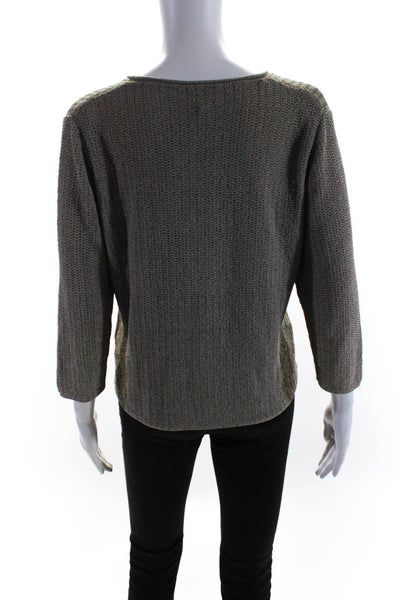 Eileen Fisher Womens Thin Knit V Neck Long Sleeved Sweater Light Brown Size M