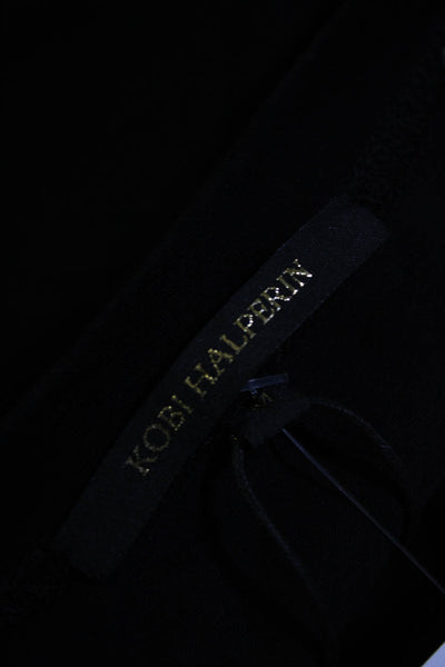 Kobi Halperin Women's Bell Sleeve Embroidered Crewneck Top Black Size M