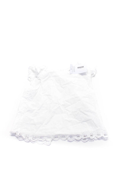 Sonia Rykiel Girls Cap Sleeve Embroidered Crewneck Top White Size 14Y