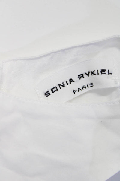 Sonia Rykiel Girls Cap Sleeve Embroidered Crewneck Top White Size 14Y