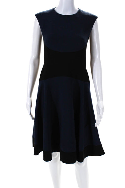 Kate Spade Womens Crew Neck Sleeveless Fit & Flare Dress Black Navy Size 2