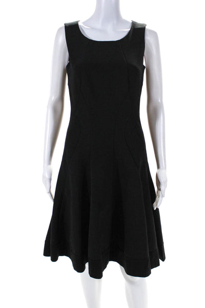 DKNY Womens Crew Neck Sleeveless Fit & Flare Ponte Dress Black Size 4