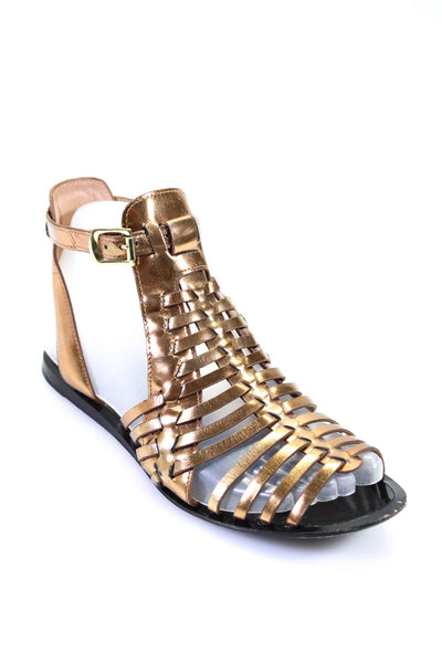 VC Signature Womens Metallic Leather Strappy Gladiator Sandals Copper Size 6