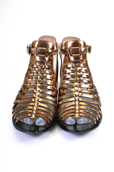 VC Signature Womens Metallic Leather Strappy Gladiator Sandals Copper Size 6