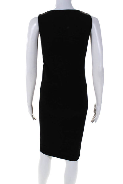 Wolford Womens Sleeveless Scoop Neck Stretch Knit Midi Dress Black White Size XS