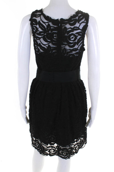BB Dakota Women's Sleeveless Lace Belted A-line Dress Black Size 6