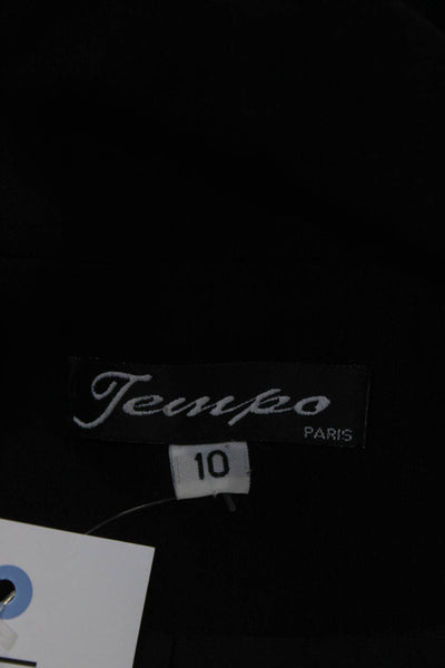 Tempo Paris Women's Three Button Lined Long Overcoat Black Size 10