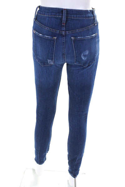 AO LA Womens High Rise Denim Distressed Medium Wash Skinny Jeans Blue Size 25