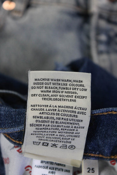 AO LA Womens High Rise Denim Distressed Medium Wash Skinny Jeans Blue Size 25