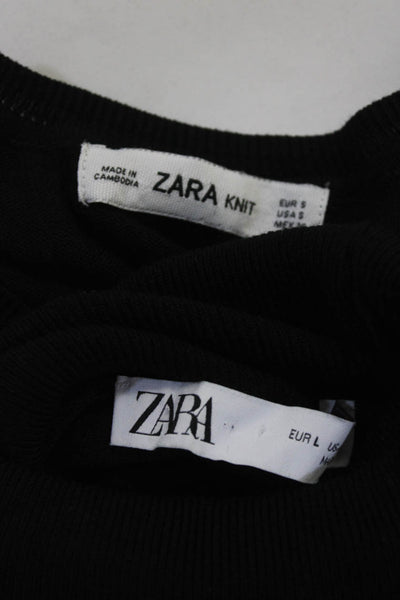 Zara Knit Womens Sweaters Black Size Small Large Lot 2