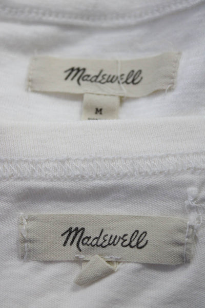 Madewell  WomensCotton Graphic Print Curled Hem T-Shirts White Size XS M Lot 2