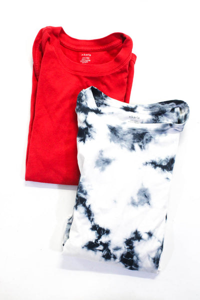xkarla Womens Cotton Tie Dye Round Neck Short Sleeve Tops Red Size XS S Lot 2