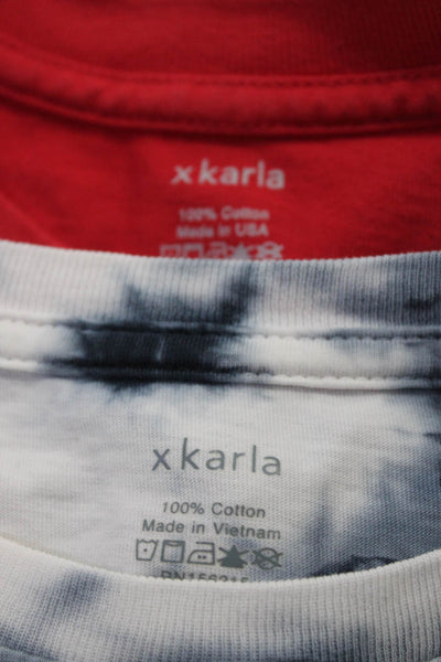 xkarla Womens Cotton Tie Dye Round Neck Short Sleeve Tops Red Size XS S Lot 2