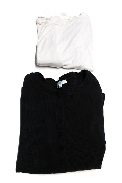 Leallo Hartford Women's Long Sleeve Waffle Knit T-Shirt Black Size XZS 12, Lot 2