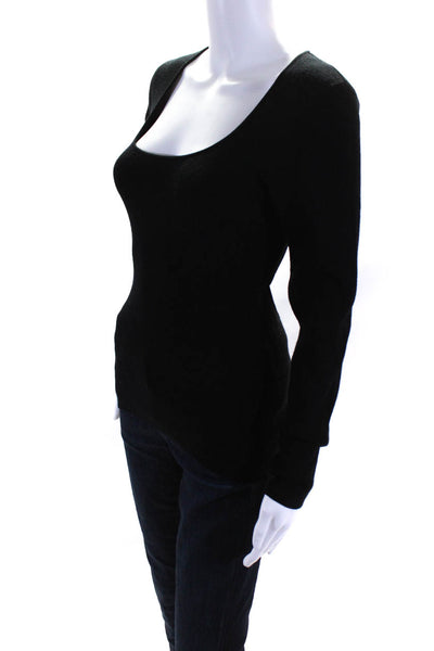 Toccin Womens Long Sleeves Cut Out Back Sweater Black Size Small