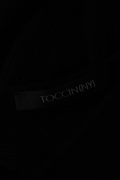 Toccin Womens Long Sleeves Cut Out Back Sweater Black Size Small