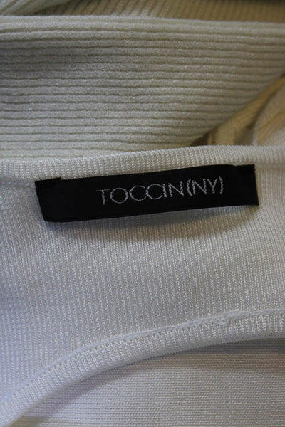 Toccin Womens Cut Out Back Cropped Sweater White Size Small