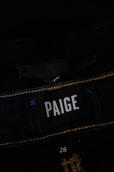 Paige Womens Cotton Dark Wash Buttoned Skinny Leg Jeans Blue Size 26 28 Lot 2