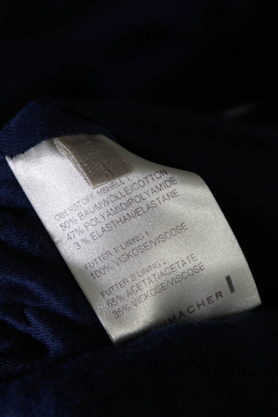 Schumacher Womens Cotton Rayon Two Button Long Sleeve Blazer Navy Blue Size S
