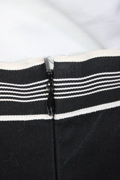 Searle Women's Cotton Striped Trim A-Line Skirt Black Size 2