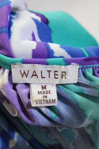 Walter Women's Sleeveless Abstract Belted Tank Dress Purple Size M