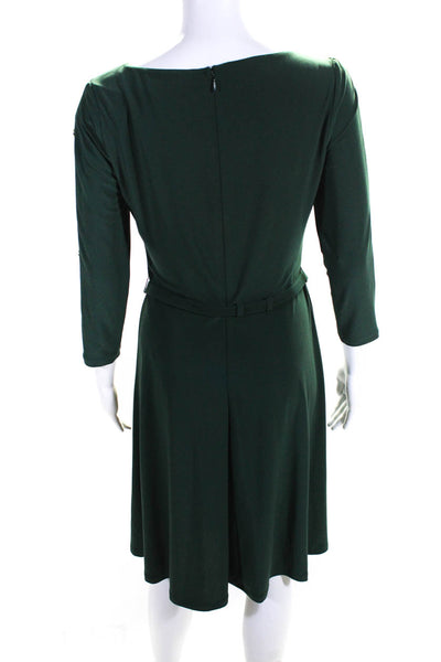 Lauren Ralph Lauren Womens Jersey Knit Boat Neck Fit & Flare Dress Green Size 2