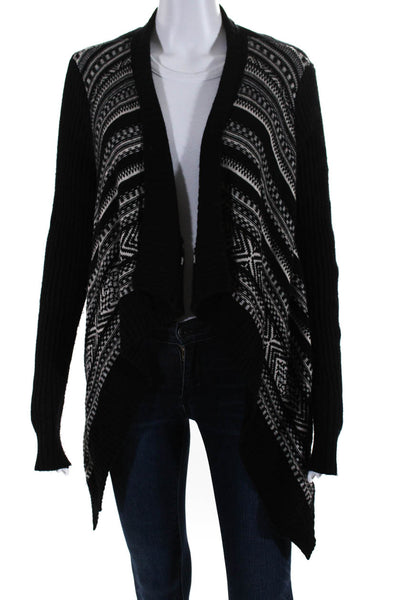 Bailey 44 Womens Black White Printed Long Sleeve Cardigan Sweater Top Size M