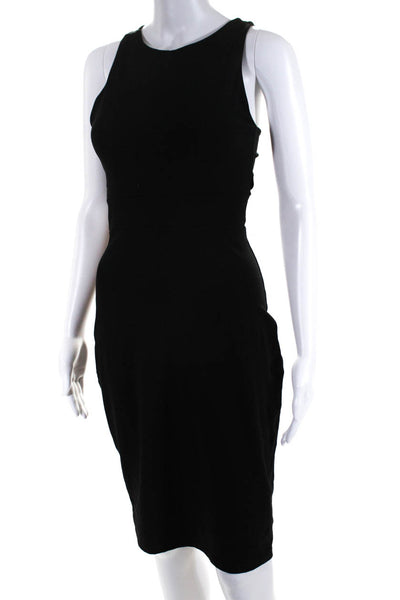 Susana Monaco Womens Solid Black Halter Neck Open Back Shift Dress Size M